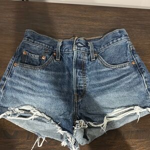 Levi's Blue Jean Shorts High-Waisted Distressed